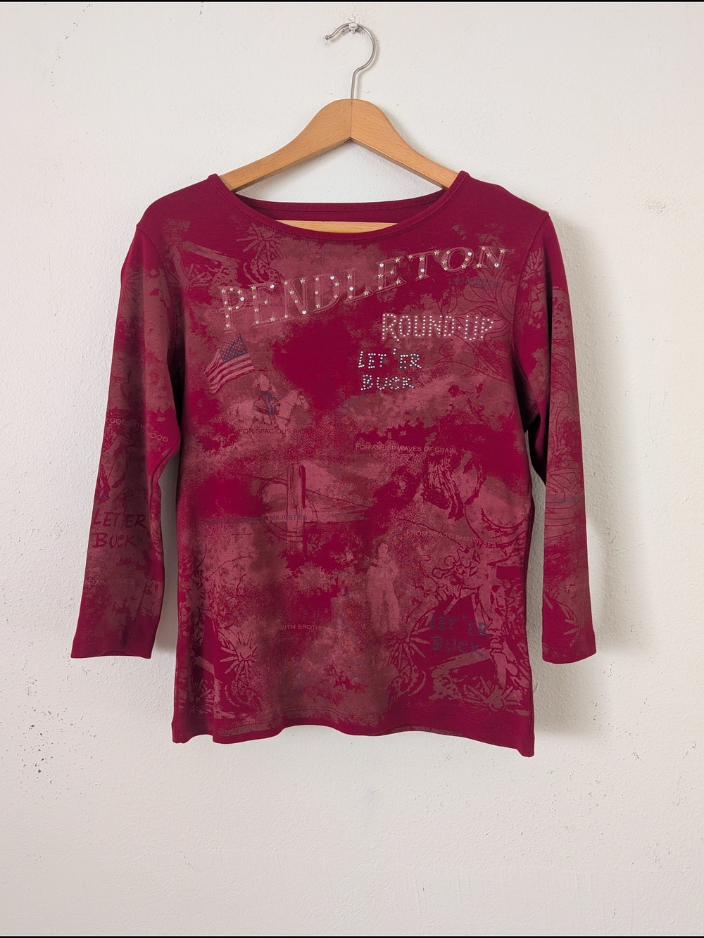 Pendleton Round-Up Y2K Style America the Beautiful Top, Womens Small